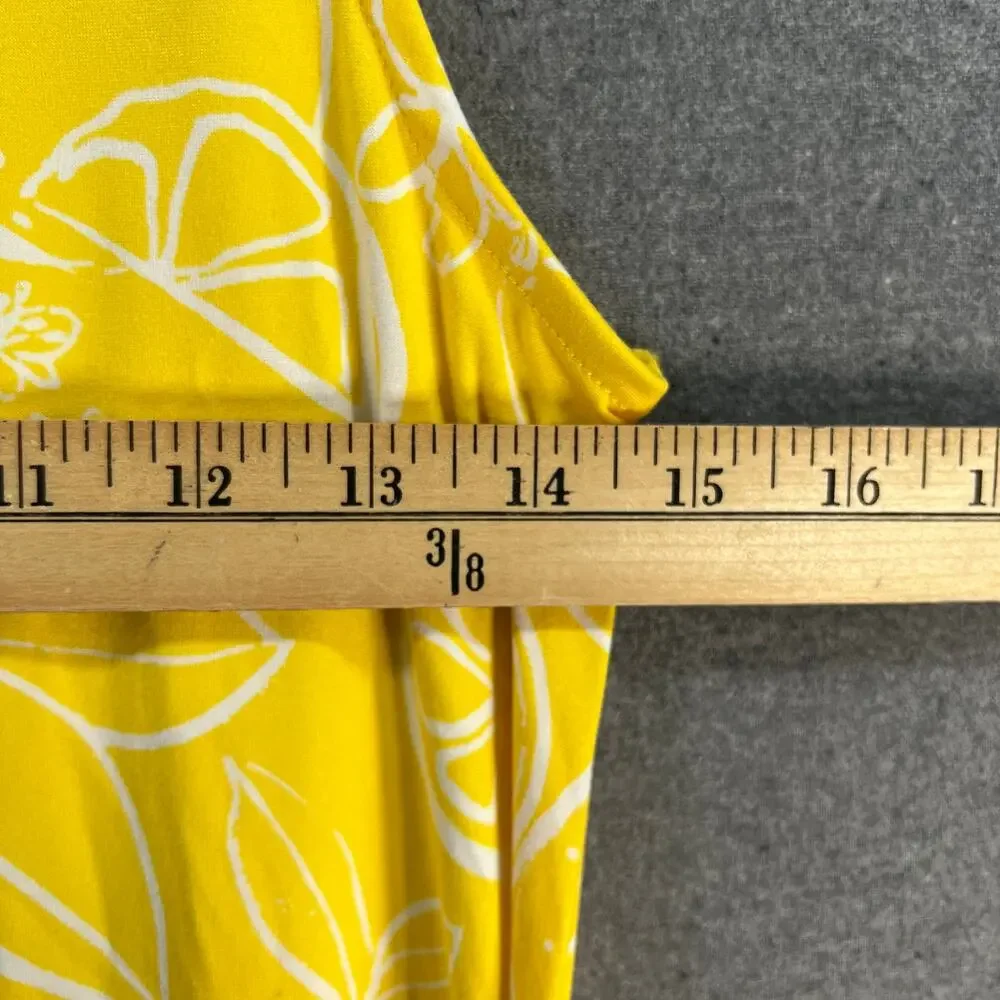 Cuddl Duds Flexwear Scoop-Neck Tiered Maxi Dress Yellow Citrus Size Small - Picture 6 of 9